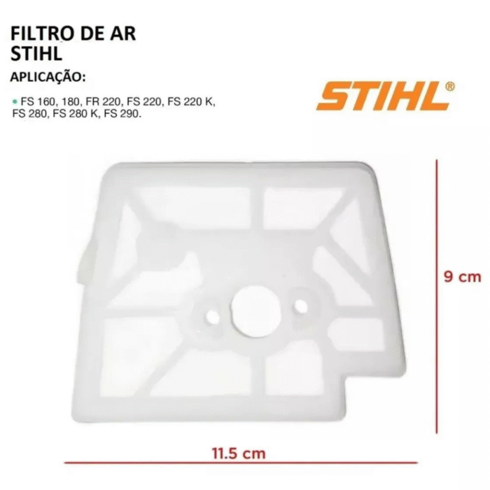 Filtro De Ar Tela Para Roçadeira Stihl Fs220 160 280 290 Código 65 - Imagem 5