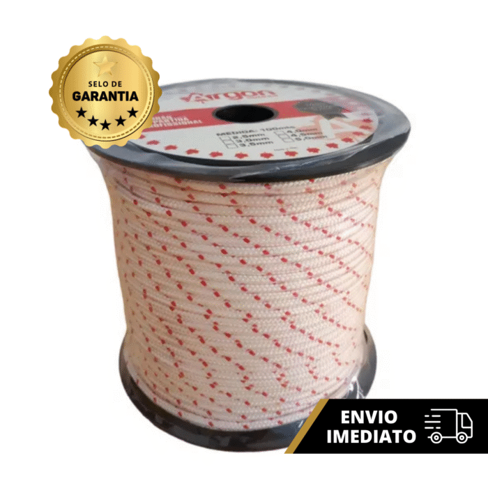 Cordão De Partida 4,0mm Bobina 100 Metros Marca Argon Alta Resistência E Flexibilidade Ideal Para Motosserras E Roçadeir