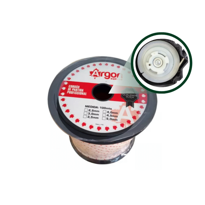 Cordão De Partida 4,0mm Bobina 100 Metros Marca Argon Alta Resistência E Flexibilidade Ideal Para Motosserras E Roçadeir - Imagem 4
