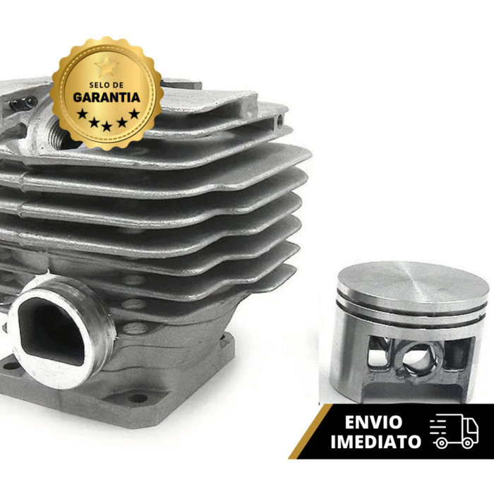 Cilindro Com Pistão 52mm Para Motosserra Stihl 381 Kit Completo Com Anéis E Pino Marca Rossel Código 268 - Imagem 4